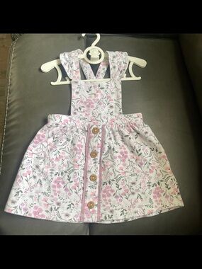 Pink Floral Button-Front Overall Skirt